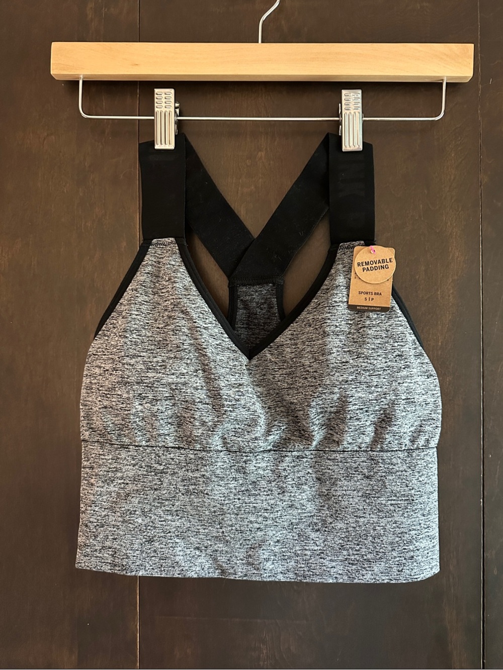 PINK Victoria's Secret Grey Heather Cross-Back Sports Bra